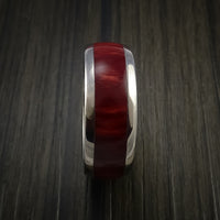 Wood Ring and Titanium Ring inlaid with Red Heart WOOD Custom Made to Any Size and Optional Wood Types