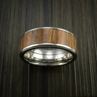 Wood Ring and Titanium Ring inlaid with Teak Hardwood Custom Made to Any Size and Optional Wood Types