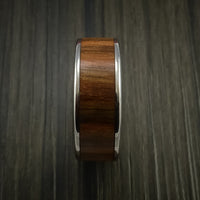 Wood Ring and Titanium Ring inlaid with Teak Hardwood Custom Made to Any Size and Optional Wood Types