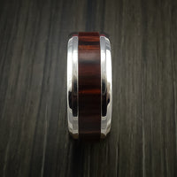 Cocobolo Wood Ring Inlaid in Cobalt Chrome Custom Made to Any Size and Optional Wood Types