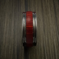 Wood Ring and BLACK ZIRCONIUM Ring inlaid with COCOBOLO WOOD Custom Made to Any Size and Optional Wood Types