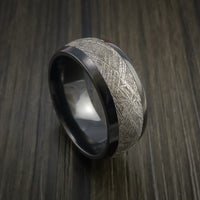 Gibeon Meteorite in Black Zirconium Wedding Band