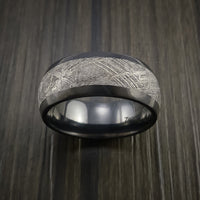 Gibeon Meteorite in Black Zirconium Wedding Band