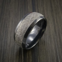 Gibeon Meteorite in Black Zirconium Wedding Band