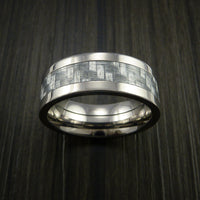 Titanium Ring with Silver Texalium Inlay with Carbon Fiber Style Weave Pattern