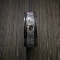 Texalium Carbon Fiber Ring with Black Diamond Custom Made with Black Zirconium Band
