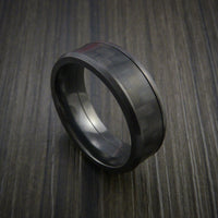 Black Titanium Ring with Carbon Fiber Inlay Style Weave Pattern