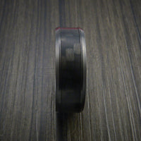 Black Titanium Ring with Carbon Fiber Inlay Style Weave Pattern