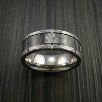 Carbon Fiber and Titanium Ring Style Hammer Finish Weave Pattern