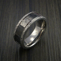 Carbon Fiber and Titanium Ring Style Hammer Finish Weave Pattern