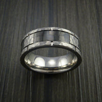 Carbon Fiber and Titanium Ring Style Hammer Finish Weave Pattern