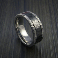 Carbon Fiber and Titanium Ring Style Hammer Finish Weave Pattern