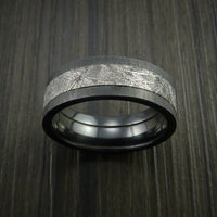 Gibeon Meteorite in Black Zirconium Wedding Band Made