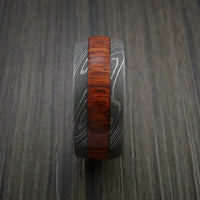 Wood Ring and Damascus Ring inlaid with Hardwood Custom Made