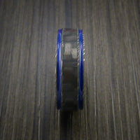Carbon Fiber Damascus Steel Ring with Optional Color Inlay