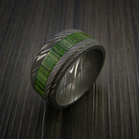 Wood Ring and Damascus Ring inlaid with Hardwood Custom Made