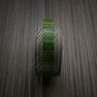 Wood Ring and Damascus Ring inlaid with Hardwood Custom Made