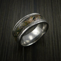 King's Camo Mountain Shadow and Damascus Steel Ring Traditional Style Band Made Custom