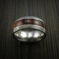 Wood Ring and Damascus Ring inlaid with Hardwood Inlay Custom Made