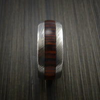 Wood Ring and Damascus Ring inlaid with Hardwood Inlay Custom Made