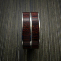 Wood Ring and Titanium Ring inlaid in Red Heart Wood Custom Made to Any Size and Optional Wood Types