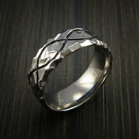 Titanium Celtic Rock Hammer Finish Cerakote Band Color Infinity Design Ring