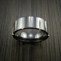 Black Zirconium Wedge Cut Wedding Band Ring Made to Any Sizing and Finish 3-22