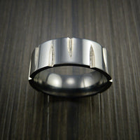 Black Titanium Wedge Cut Wedding Band Ring Made to Any Sizing and Finish 3-22