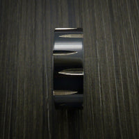 Black Titanium Wedge Cut Wedding Band Ring Made to Any Sizing and Finish 3-22