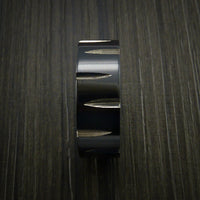 Black Zirconium Wedge Cut Wedding Band Ring Made to Any Sizing and Finish 3-22