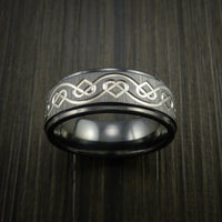 Black Zirconium Celtic Heart Ring Irish Knot Design Band