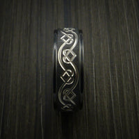 Black Zirconium Celtic Heart Ring Irish Knot Design Band