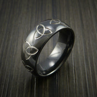 Black Zirconium Celtic Trinity Ring Irish Knot Design Band Any Size Ring