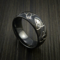 Black Zirconium Celtic Trinity Ring Irish Knot Design Band Any Size Ring