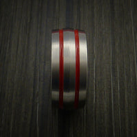Titanium Band Custom Color Design Ring Any Size and color Options Red, Green, Blue Inlay