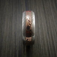 Damascus and 14k ROSE GOLD Mokume Gane Ring Custom Made