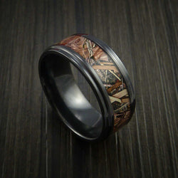 King's Camo Field Shadow and Black Zirconium Ring Traditional Style Band Made Custom