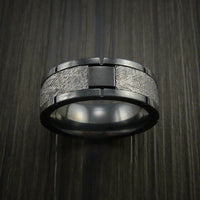 Gibeon Meteorite in Black Zirconium Wedding Band Made to any Sizing and Width