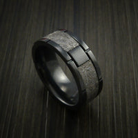 Gibeon Meteorite in Black Zirconium Wedding Band Made to any Sizing and Width