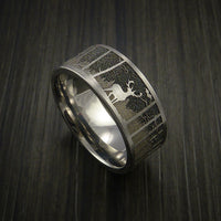 Elk in the Woods Hunter Wedding Ring Cobalt Chrome Band