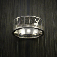 Elk in the Woods Hunter Wedding Ring Cobalt Chrome Band