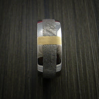 Gibeon Meteorite in Cobalt Chrome and 14k Yellow Gold Wedding Band Made to any Sizing