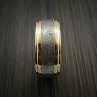 Gibeon Meteorite in 14K Yellow Gold Wedding Band Made to any Sizing and Width
