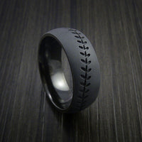 Black Titanium Baseball Ring with Bead Blast Finish