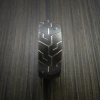 Black Zirconium Tire Tread Textured Carved Ring