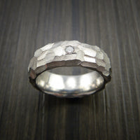 Diamond Titanium Ring Modern Style Rock Hammer Finish Band Fashion Ring Made to Any Size