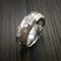 Diamond Titanium Ring Modern Style Rock Hammer Finish Band Fashion Ring Made to Any Size