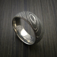 Damascus Steel Ring with Titanium Band inside Sleeve