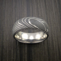 Damascus Steel Ring with Titanium Band inside Sleeve