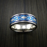 Titanium Celtic Band Wedding Ring Custom Anodized Color Inlay